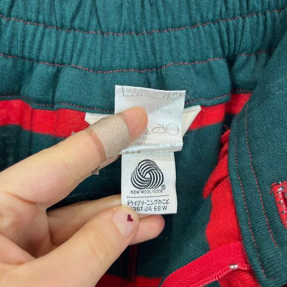 TAKEZO Japan M Pleated Tapered Harem Pants Striped Wool Knit Hi Rise Red Green - Picture 4 of 11